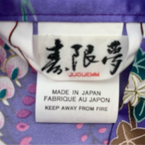 Vintage Jugemm Kimono Robe Woman 40"  Made Japan‎ Purple Peacock Satin Oriental - Picture 8 of 11
